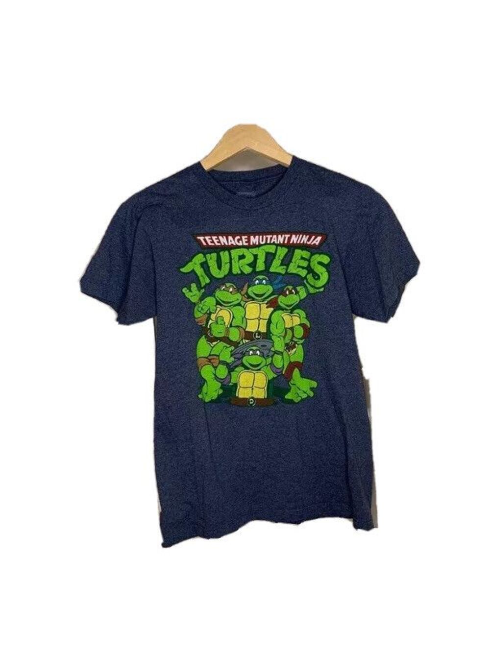 TMNT Teenage Mutant Ninja Turtles Mens S Blue Heathered Graphic T-Shirt